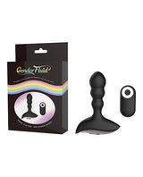 Gender Fluid Shake Anal Vibe with Remote Black in packaging, sleek design with wireless remote control.
