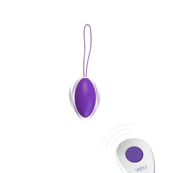 Vedo Peach Remote Egg Vibrator Into You Indigo with wireless remote, designed for discreet pleasure.