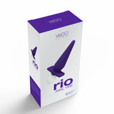 Vedo Rio Anal Vibe Into You Indigo packaging showcasing a sleek anal vibrator designed for pleasure.