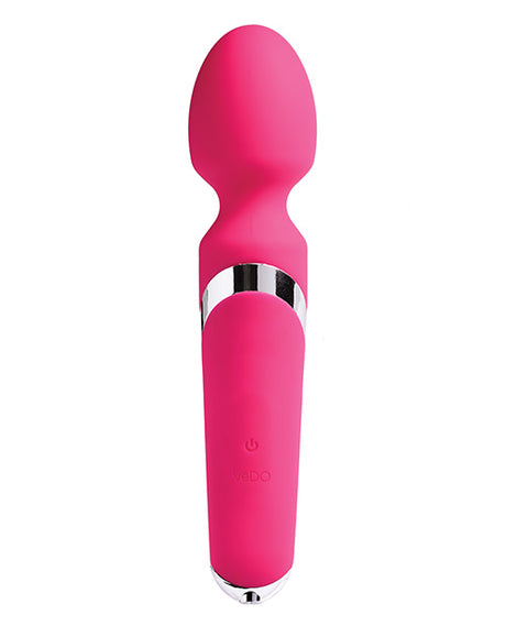Vedo Wanda Rechargeable Wand Vibe Foxy Pink with flexible head for deep sensations and 10 vibration modes.