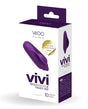 Vedo Vivi Rechargeable Finger Vibrator Deep Purple packaging showcasing powerful motor and 10 vibration modes.