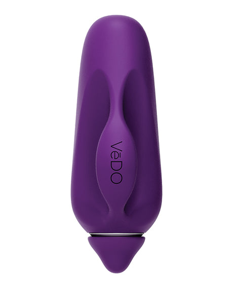 Vedo Vivi Rechargeable Finger Vibrator Deep Purple displayed, featuring a sleek, silicone design ideal for targeted stimulation.