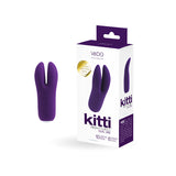 Vedo Kitti Rechargeable Clitoral Vibrator Deep Purple with packaging, showcasing dual motors and sleek design.