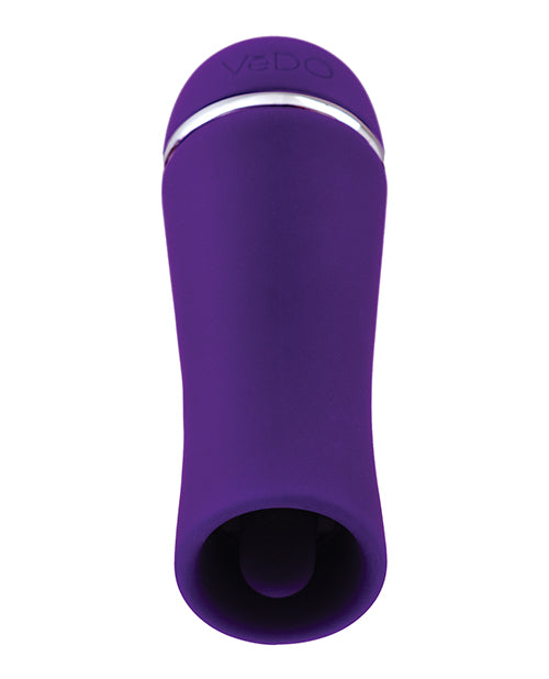 Vedo Liki Flicker Clitoral Vibrator Deep Purple showcasing its sleek design and textured silicone tip.