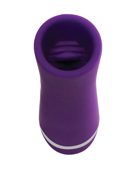 Vedo Liki Flicker Clitoral Vibrator Deep Purple top view showcasing its sleek design and texture.
