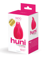 Vedo Huni Rechargeable Finger Vibe Foxy Pink packaging showing the product design and features.