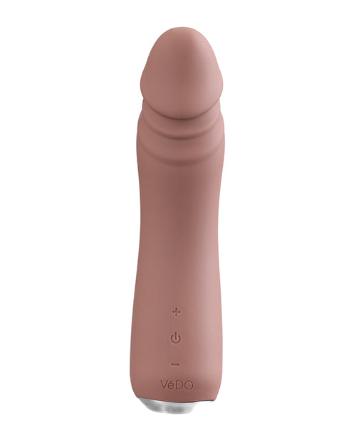 Vedo Rialto Silicone Rechargeable Realistic Vibrator Mocha in a smooth design with control buttons