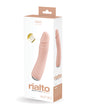 Vedo Rialto Rechargeable Vibe Vanilla in packaging, featuring dual motors and lifelike silicone for pleasure.