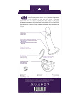 Vedo Diki Vibrating Dildo with Harness Deep Purple packaging details and features.
