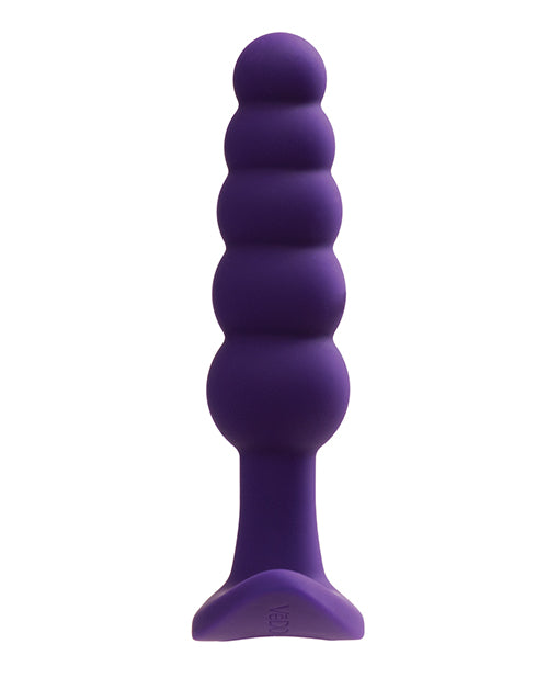 VeDO Plug Rechargeable Anal Plug Deep Purple showcasing its tapered, beaded design for comfortable insertion.