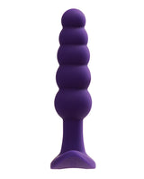 VeDO Plug Rechargeable Anal Plug Deep Purple showcasing its tapered, beaded design for comfortable insertion.