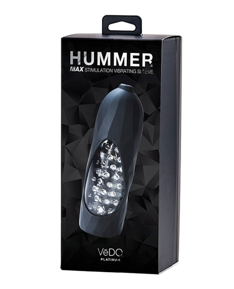 Vedo Hummer 2.0 Rechargeable Vibrating Sleeve product packaging with unique textured design.