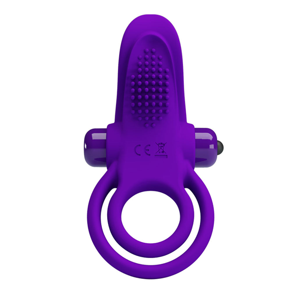 Pretty Love Vibrant Penis Ring Purple, a stretchy silicone cock ring with a removable bullet for stimulation.