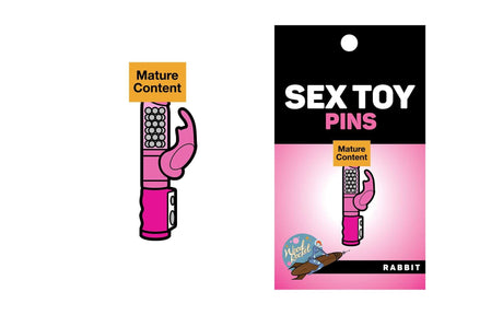 Wood Rocket Rabbit Enamel Pin Adult Novelty displayed alongside its packaging, highlighting mature content theme.