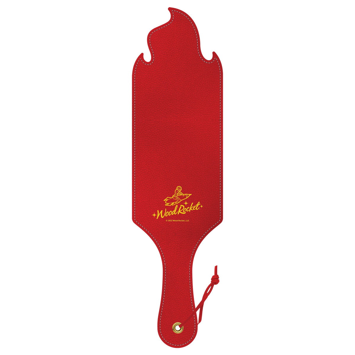 Wood Rocket Hot Ass Spanking Paddle Red with bold cut-out design and textured PU surface.