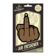 Wood Rocket Middle Finger Brown Air Freshener showing a cheeky middle finger design with fresh cologne scent.