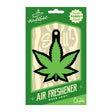 Wood Rocket Green Leaf Air Freshener Forest Scent featuring a playful cannabis-leaf design and fresh forest aroma.