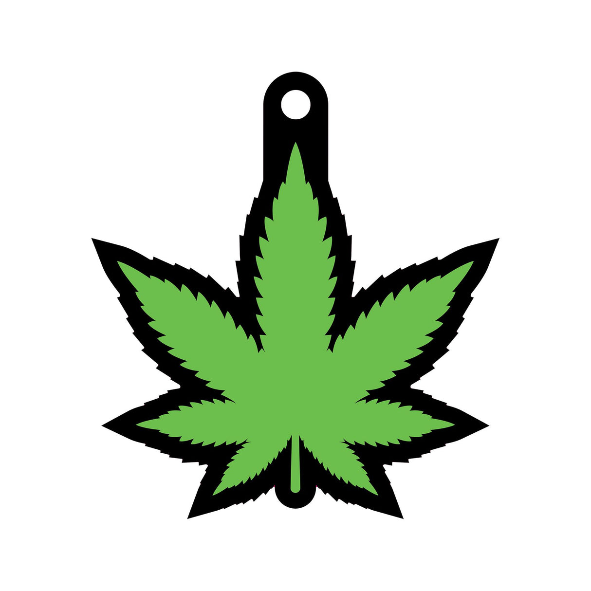 Wood Rocket Green Leaf Air Freshener Forest Scent shaped like a green cannabis leaf.