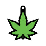 Wood Rocket Green Leaf Air Freshener Forest Scent shaped like a green cannabis leaf.