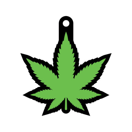 Wood Rocket Green Leaf Air Freshener Forest Scent shaped like a green cannabis leaf.