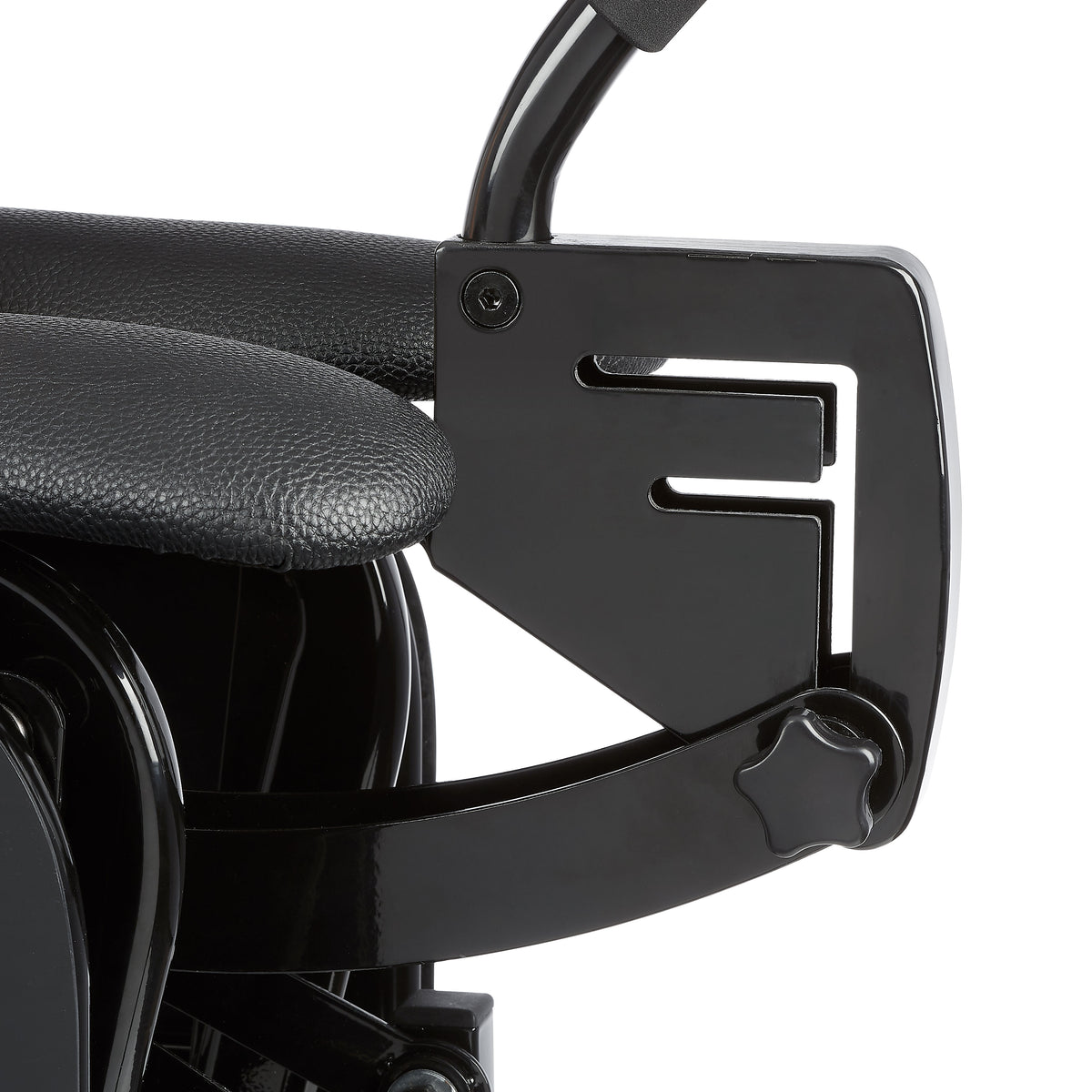 Close-up of Cloud 9 F-Slider Pro Heavy Duty Self Pleasuring Chair's padded thigh rest and adjustable lever