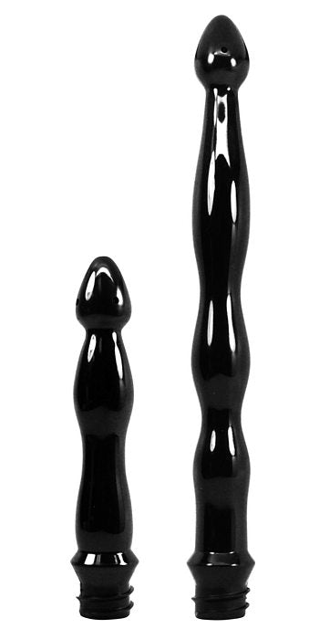 Cloud 9 Deluxe Anal Enema Douche Kit 10.8 Oz - two sleek black cleansing tools ideal for intimate use.