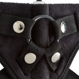 Close-up of the Cloud 9 Pro Sensual Strap-on Harness Kit Black adjustable harness and ring detail.