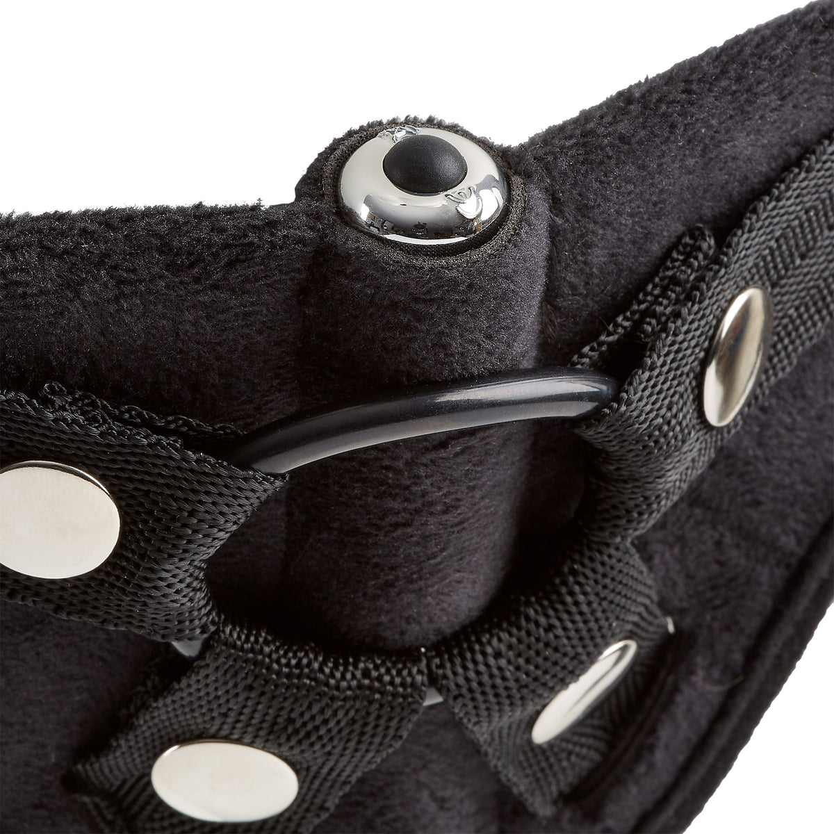 Close-up of the Cloud 9 Pro Sensual Strap-on Harness Kit Black buckle and strap detail.