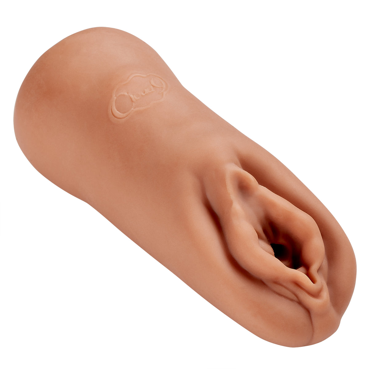 Cloud 9 Double Ended Beaded Stroker Tan showing realistic pussy opening and texture for enhanced pleasure.