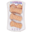 Cloud 9 Trio Stroker Pussy Ass Mouth Masturbator Kit displayed as three realistic male strokers in packaging.