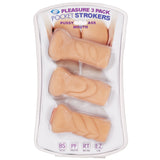 Cloud 9 Trio Stroker Pussy Ass Mouth Masturbator Kit displayed as three realistic male strokers in packaging.