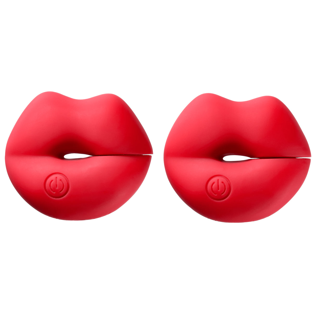 Cloud 9 Naughty Nips Vibrating Nipple Clamp Pair Red, featuring a playful red lip design for adjustable pleasure.