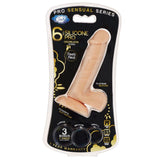 Pro Sensual Premium Silicone 6 inch Dong & Cock Rings Light packaging with realistic dildo and bonus cock rings.