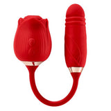 Cloud 9 Rose Plus Thrusting & Suction Pleasure, a dual-action red stimulator with a rose design and powerful thrusting stem.