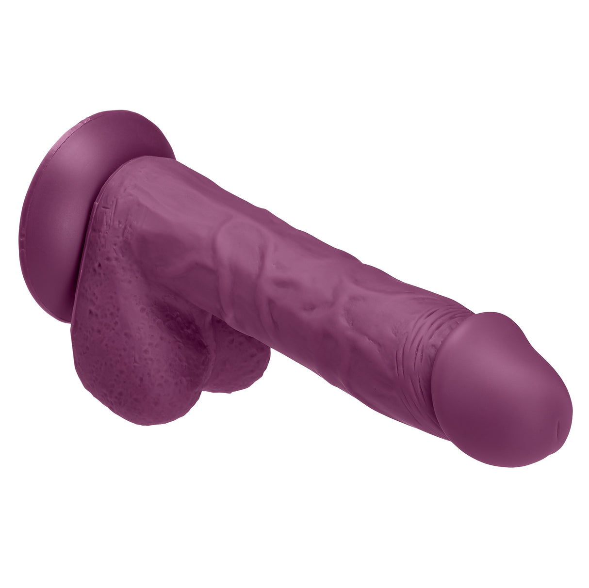 Cloud 9 Vibrant Colors 7 inch Dildo Plum Pro on a white background, showcasing its realistic design and plum color.