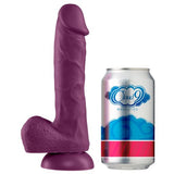 Cloud 9 Vibrant Colors 7 inch Dildo Plum Pro next to can for size comparison.