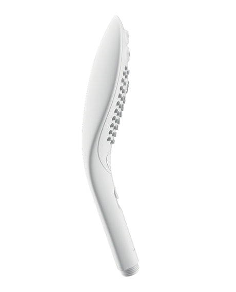 Womanizer Wave Shower Head Clitoral Stimulator White side view, showcasing its unique design for touchless pleasure.