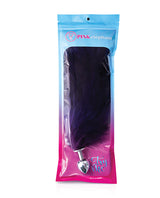Fox Tail Large Stainless Steel Butt Plug Purple in packaging with faux fur tail.