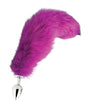Fox Tail Large Stainless Steel Butt Plug Hot Pink with vibrant faux fur tail and shiny metal plug.