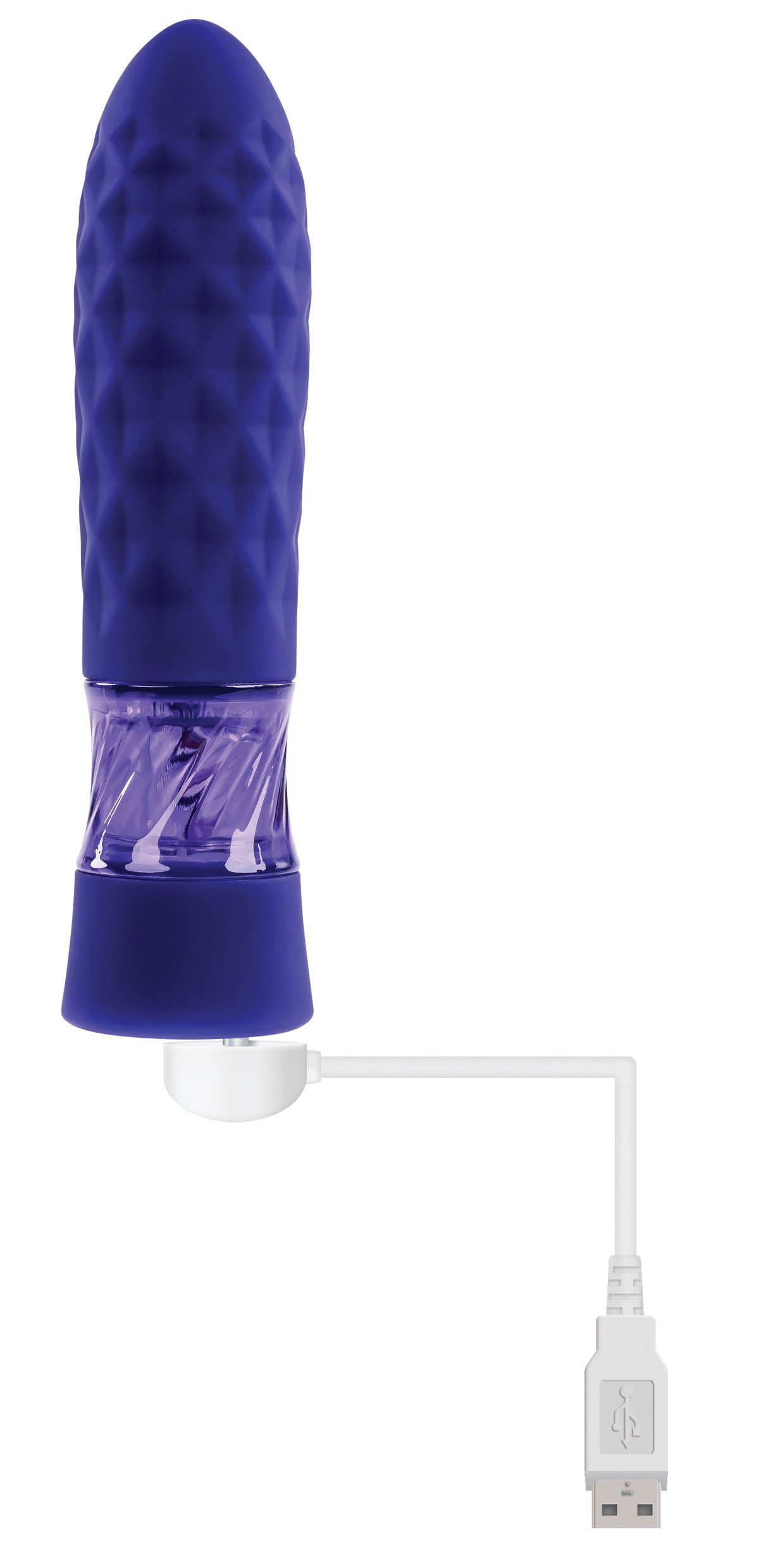 Evolved Raver Light-Up Vibrating Bullet Purple with textured diamond shaft and USB charging.