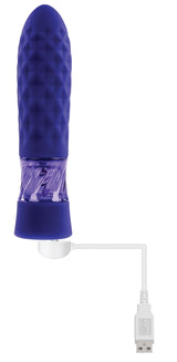 Evolved Raver Light-Up Vibrating Bullet Purple with textured diamond shaft and USB charging.