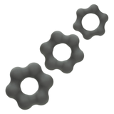 Alpha Liquid Silicone 3 Ring Endurance Set Grey showcasing three grey silicone rings designed for intimate play.