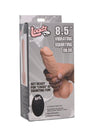 Loadz 8.5 Inch Vibrating Squirting Dildo Beige packaging featuring realistic design and remote control features.