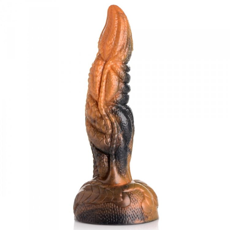Creature Cocks Ravager Rippled Tentacle Silicone Dildo with marbled rust red, brown, orange, and black finish.