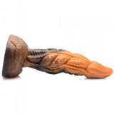 Creature Cocks Ravager Rippled Tentacle Silicone Dildo with a marbled rust red and orange finish.