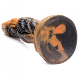Creature Cocks Ravager Rippled Tentacle Silicone Dildo displaying muscular, marbled finish in rust red, brown, and black.