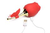 Bloomgasm Flutter Sucking Rose with Butterfly Teaser in red with USB charging cable.