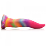Creature Cocks Unicorn Kiss Glow In The Dark Tongue Dildo in vibrant rainbow colors, showcasing its unique design.