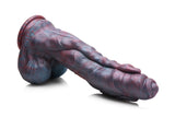 Creature Cocks Hydra Sea Monster Silicone Dildo with dark blue and red design, featuring three distinct heads.