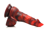 Creature Cocks Horny Devil Demon Silicone Dildo in bold red and black color, showcasing a wicked design for fantasy enthusiasts.